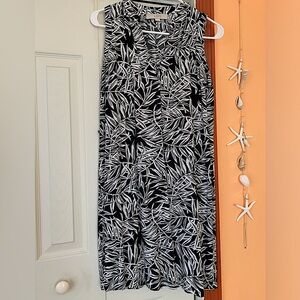 Loft Women’s Navy Leaf Midi Sleeveless Dress Size Small